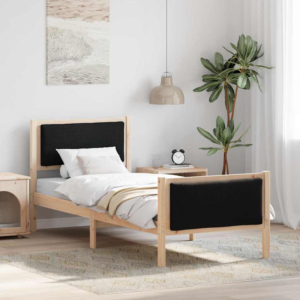 Rám Postele S Čelo Černá 75 X 190 Cm Textil