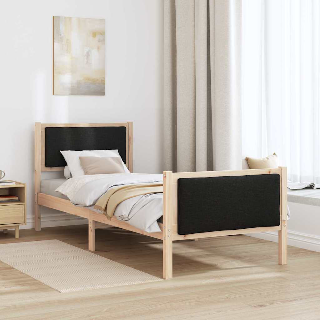 Rám Postele S Čelo Černá 75 X 190 Cm Textil