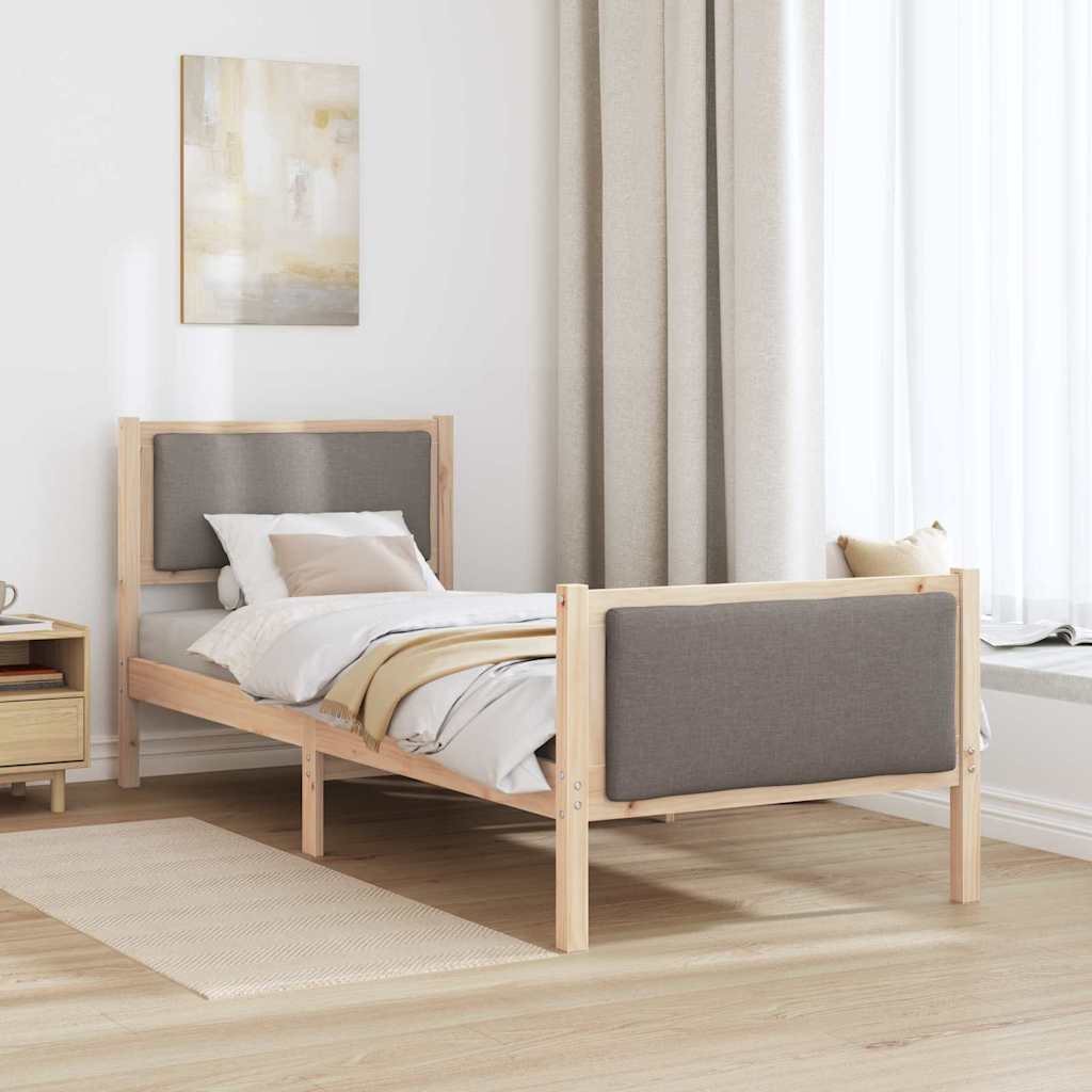 Rám Postele S Čelo Taupe 75 X 190 Cm Textil