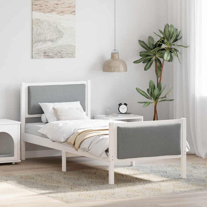 Rám Postele S Čelo Světle Šedá 75 X 190 Cm Textil