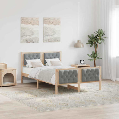 Rám Postele Světle Šedá 120 X 200 Cm Masivní Borové Dřevo