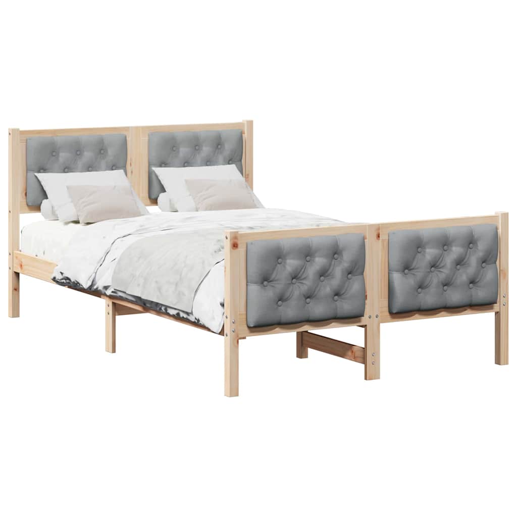 Rám Postele Světle Šedá 120 X 200 Cm Masivní Borové Dřevo
