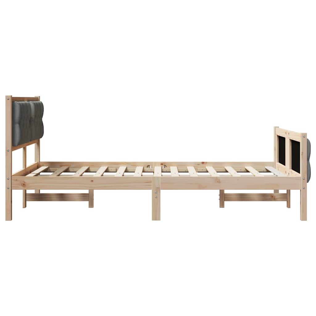 Rám Postele S Čelo Tmavě Šedá 120 X 200 Cm Masivní Borové Dřevo