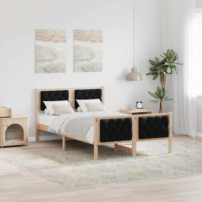 Rám Postele S Čelo Černá 120 X 200 Cm Masivní Borové Dřevo