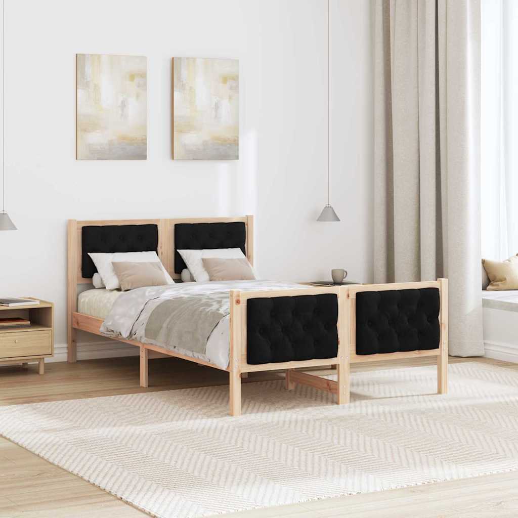 Rám Postele S Čelo Černá 120 X 200 Cm Masivní Borové Dřevo