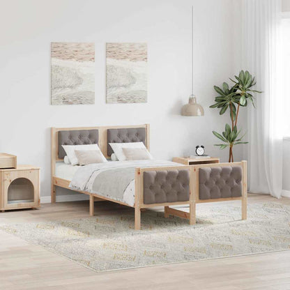 Rám Postele S Čelo Taupe 120 X 200 Cm Masivní Borové Dřevo