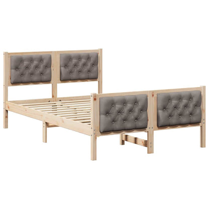 Rám Postele S Čelo Taupe 120 X 200 Cm Masivní Borové Dřevo