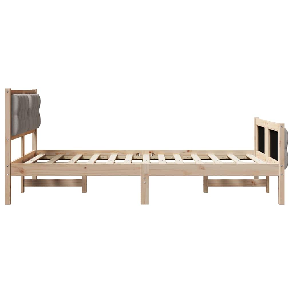 Rám Postele S Čelo Taupe 120 X 200 Cm Masivní Borové Dřevo