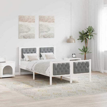 Rám Postele Světle Šedá 120 X 200 Cm Masivní Borové Dřevo