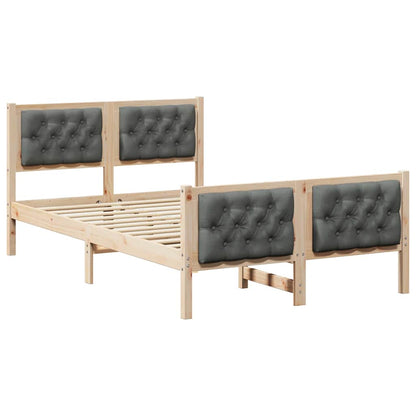 Rám Postele S Čelo Tmavě Šedá 135 X 190 Cm Masivní Borové Dřevo