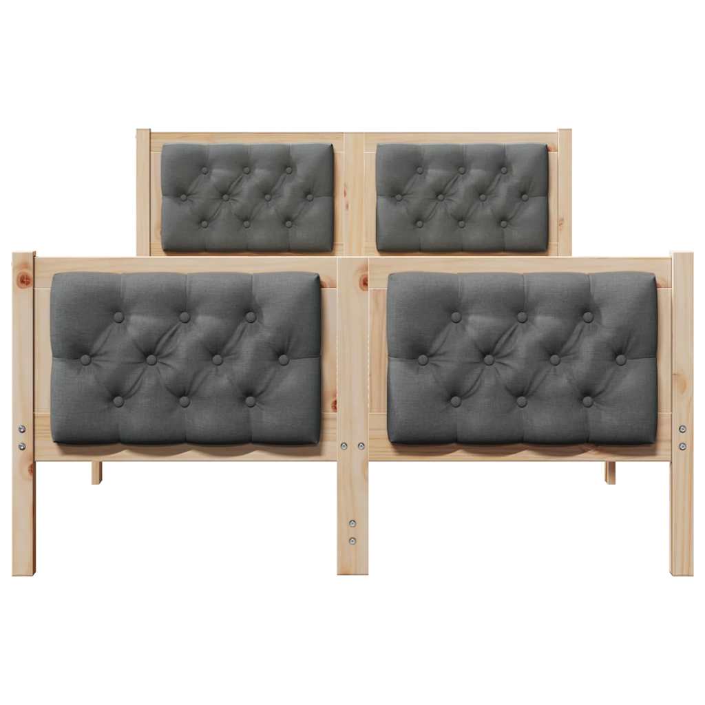 Rám Postele S Čelo Tmavě Šedá 135 X 190 Cm Masivní Borové Dřevo