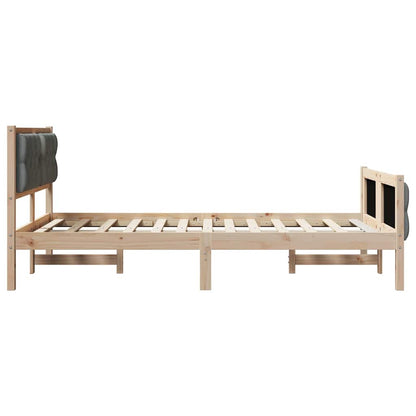 Rám Postele S Čelo Tmavě Šedá 135 X 190 Cm Masivní Borové Dřevo