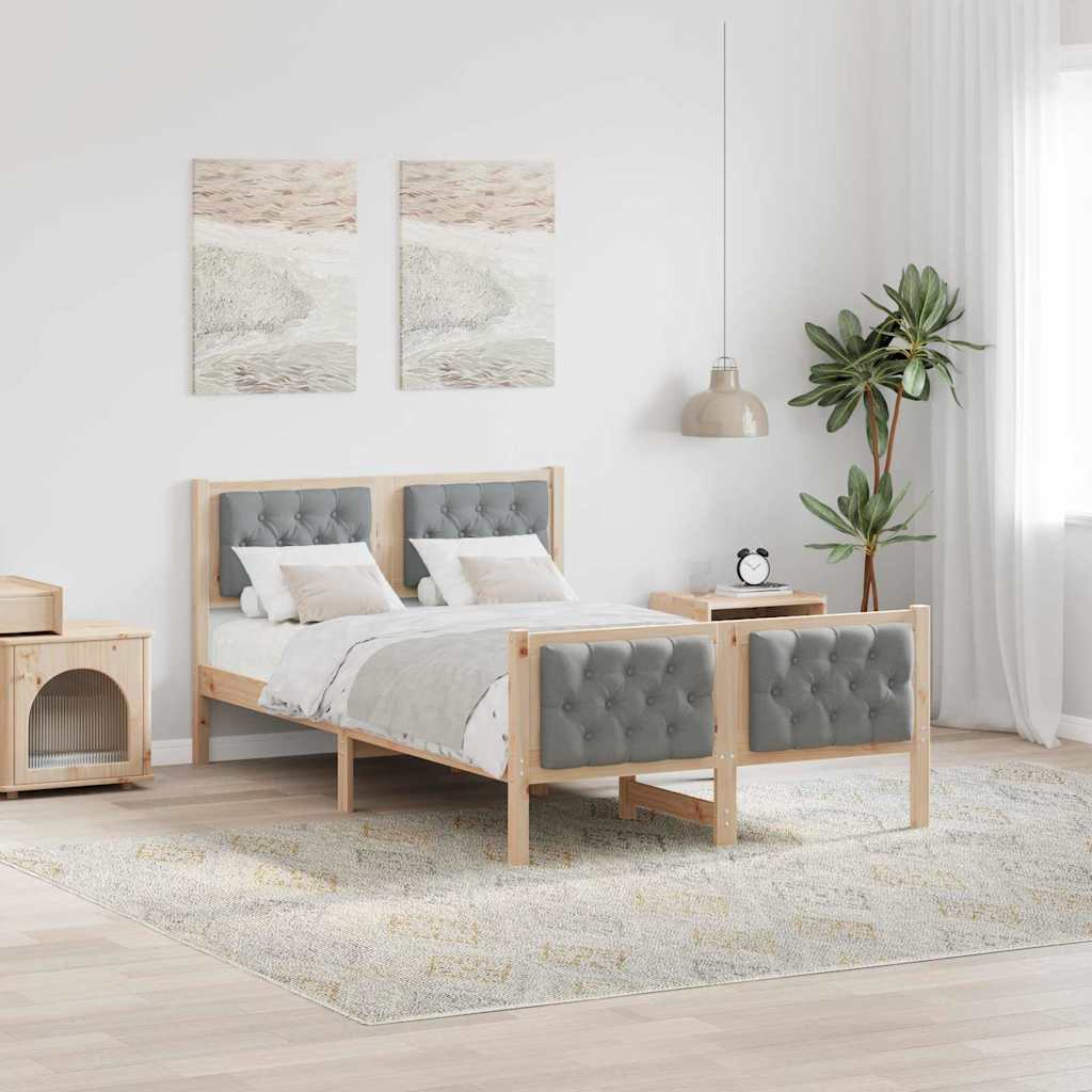Rám Postele Světle Šedá 120 X 190 Cm Masivní Borové Dřevo