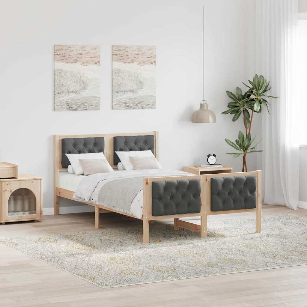 Rám Postele S Čelo Tmavě Šedá 120 X 190 Cm Masivní Borové Dřevo