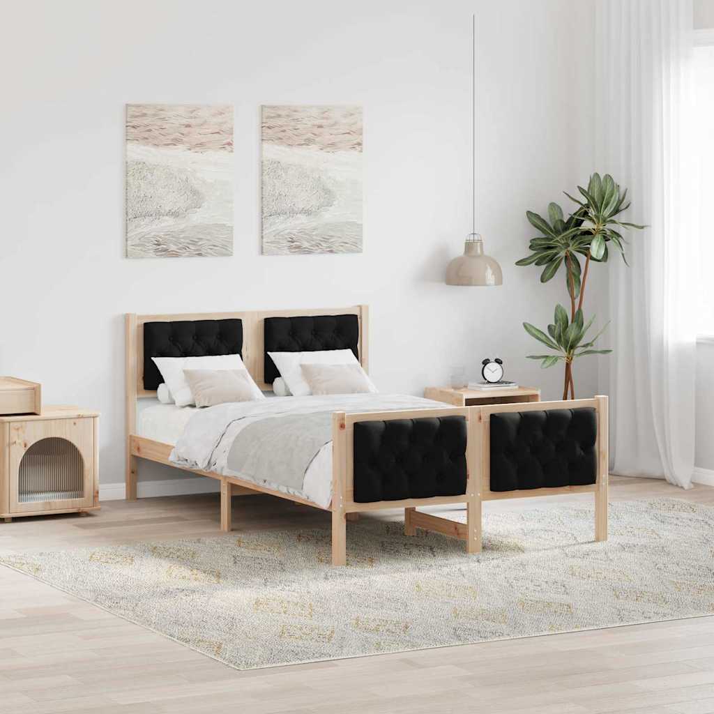 Rám Postele S Čelo Černá 120 X 190 Cm Masivní Borové Dřevo