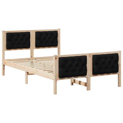 Rám Postele S Čelo Černá 120 X 190 Cm Masivní Borové Dřevo