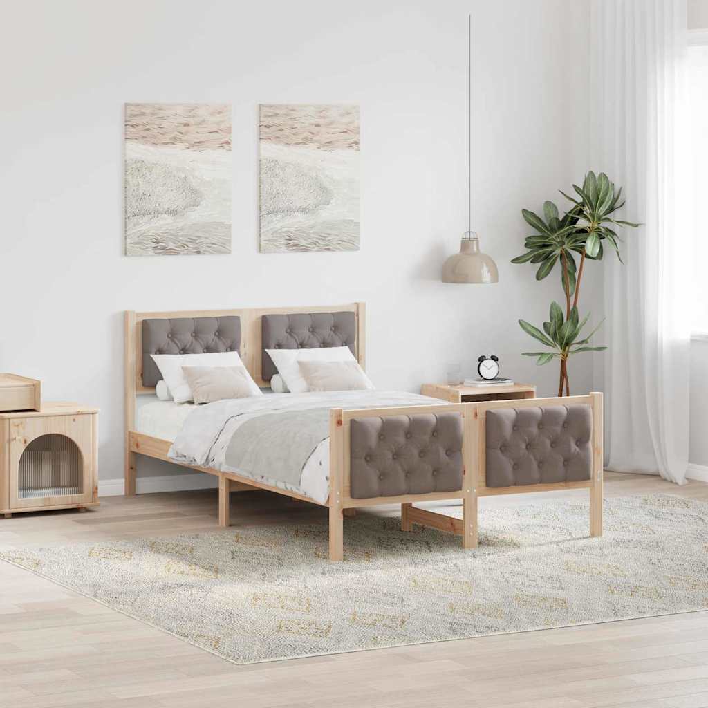 Rám Postele S Čelo Taupe 120 X 190 Cm Masivní Borové Dřevo