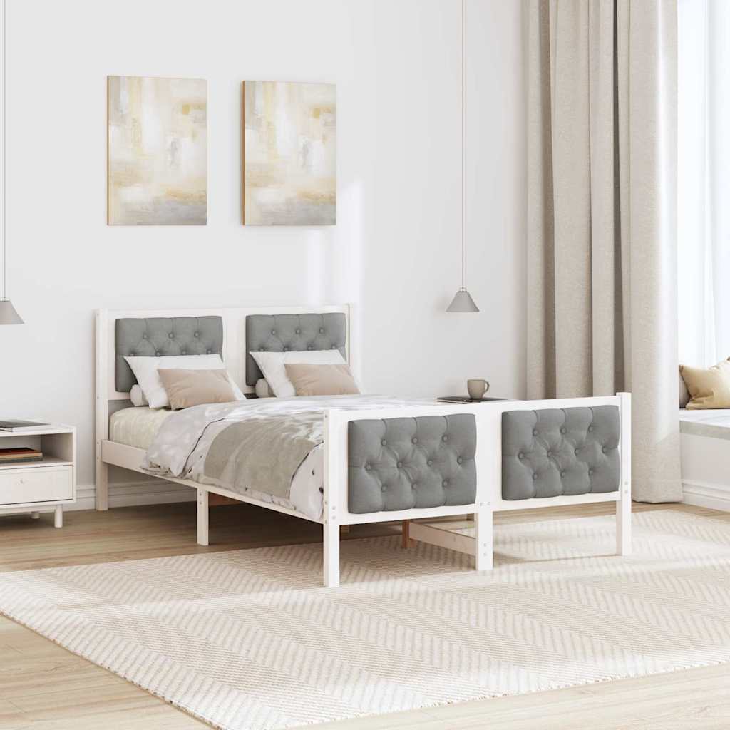 Rám Postele Světle Šedá 120 X 190 Cm Masivní Borové Dřevo