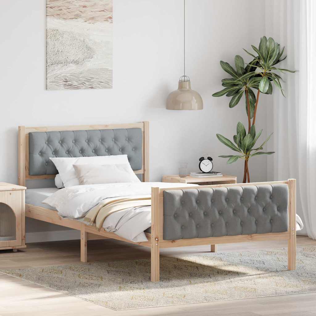 Rám Postele Světle Šedá 100 X 200 Cm Masivní Borové Dřevo