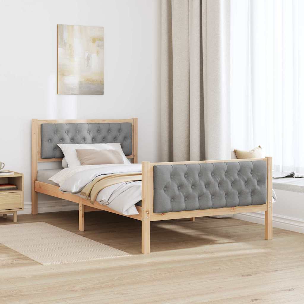 Rám Postele Světle Šedá 100 X 200 Cm Masivní Borové Dřevo