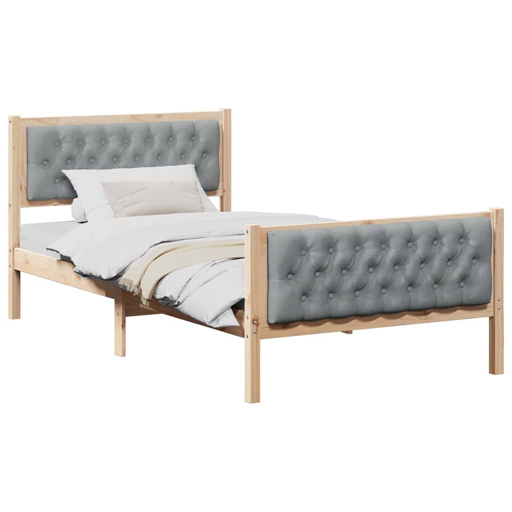 Rám Postele Světle Šedá 100 X 200 Cm Masivní Borové Dřevo