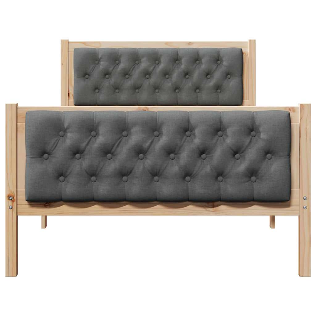 Rám Postele S Čelo Tmavě Šedá 100 X 200 Cm Masivní Borové Dřevo
