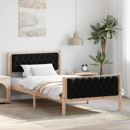 Rám Postele S Čelo Černá 100 X 200 Cm Masivní Borové Dřevo
