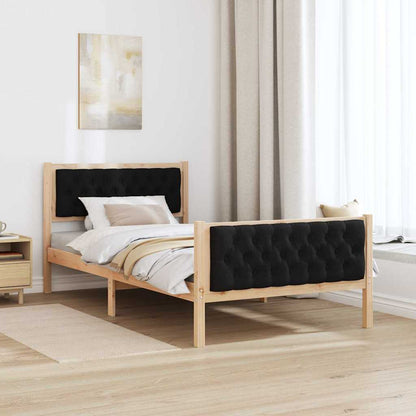 Rám Postele S Čelo Černá 100 X 200 Cm Masivní Borové Dřevo