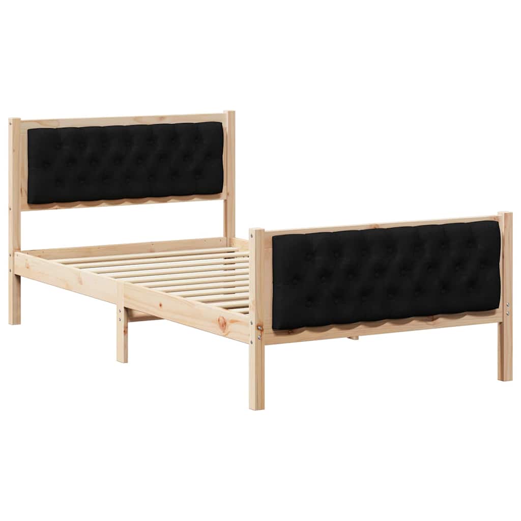Rám Postele S Čelo Černá 100 X 200 Cm Masivní Borové Dřevo
