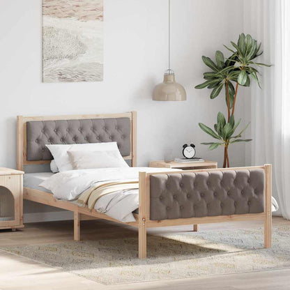 Rám Postele S Čelo Taupe 100 X 200 Cm Masivní Borové Dřevo