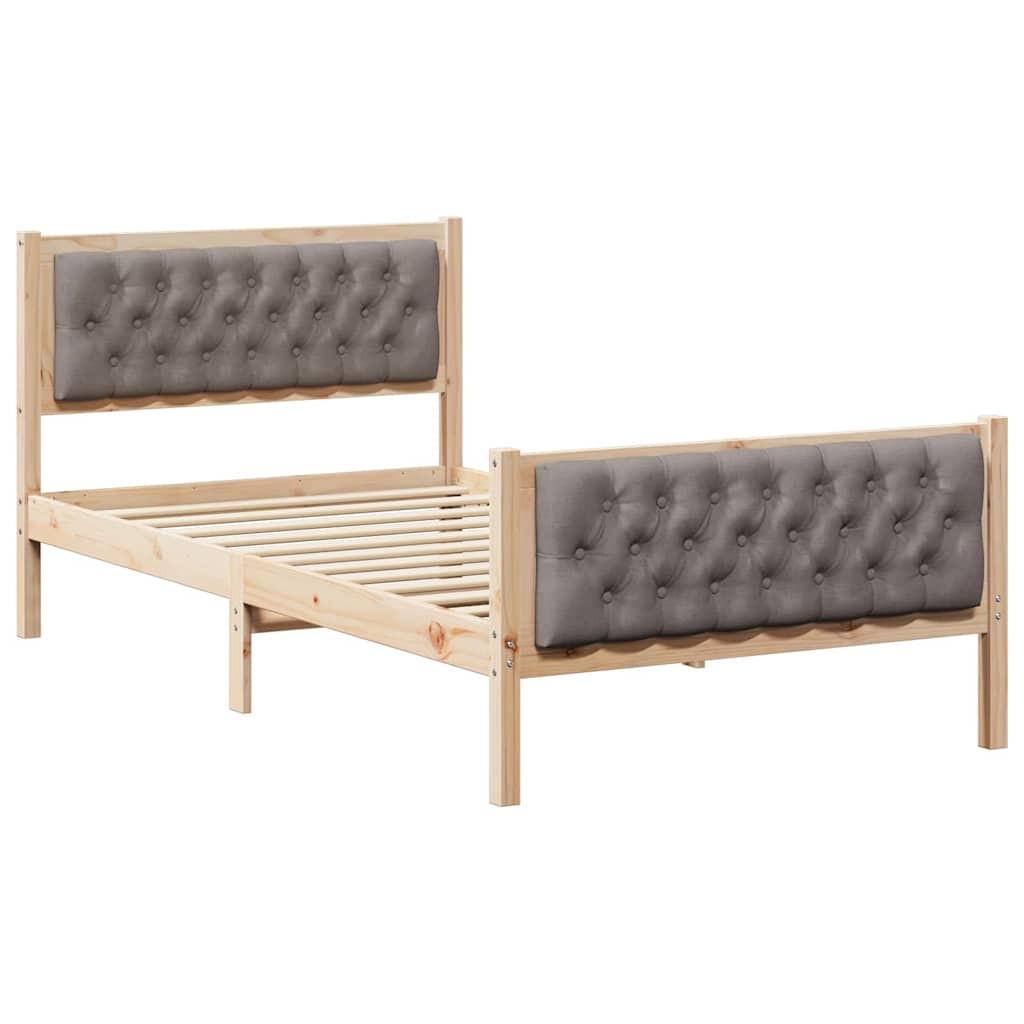 Rám Postele S Čelo Taupe 100 X 200 Cm Masivní Borové Dřevo