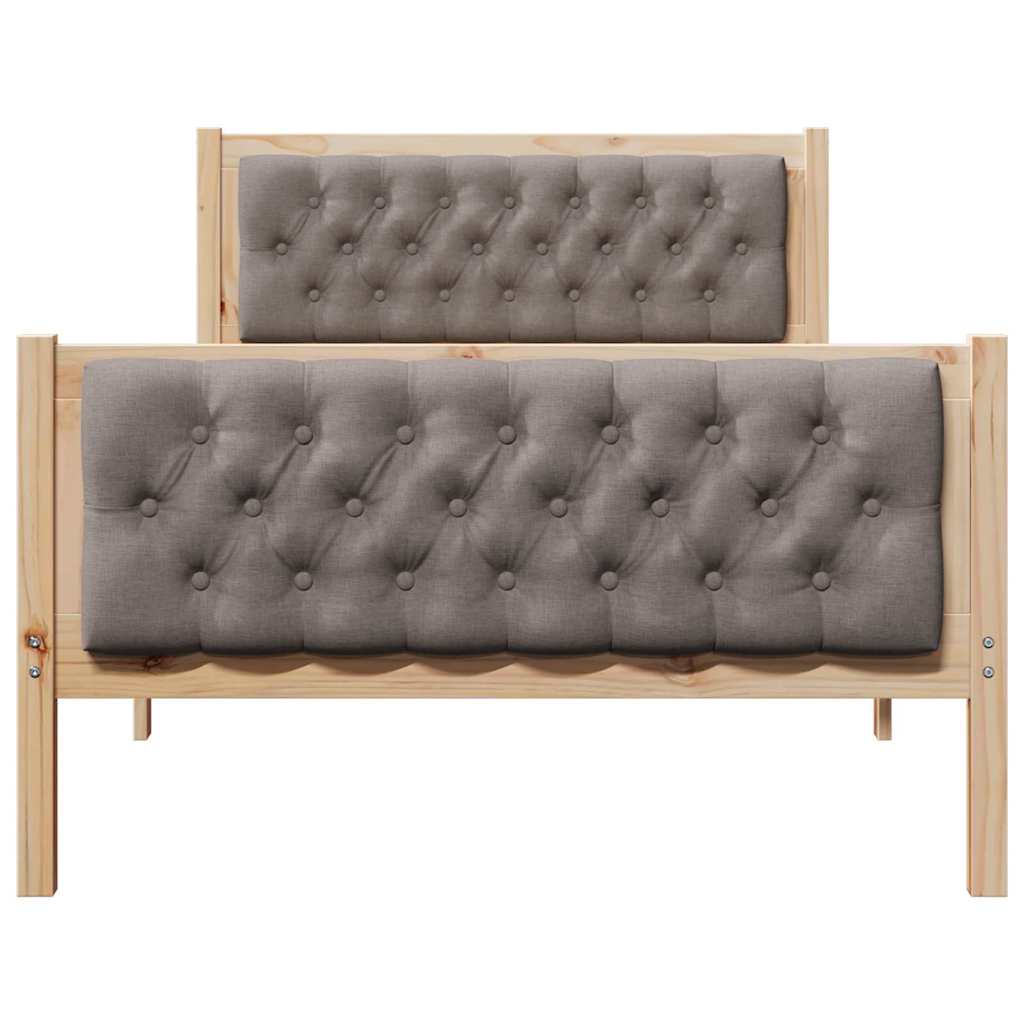 Rám Postele S Čelo Taupe 100 X 200 Cm Masivní Borové Dřevo