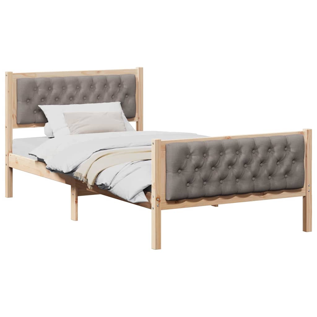 Rám Postele S Čelo Taupe 100 X 200 Cm Masivní Borové Dřevo