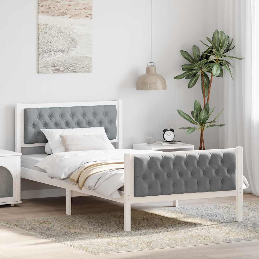Rám Postele Světle Šedá 100 X 200 Cm Masivní Borové Dřevo