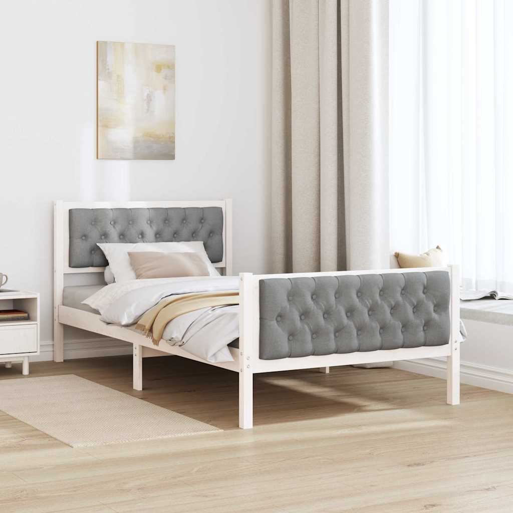 Rám Postele Světle Šedá 100 X 200 Cm Masivní Borové Dřevo