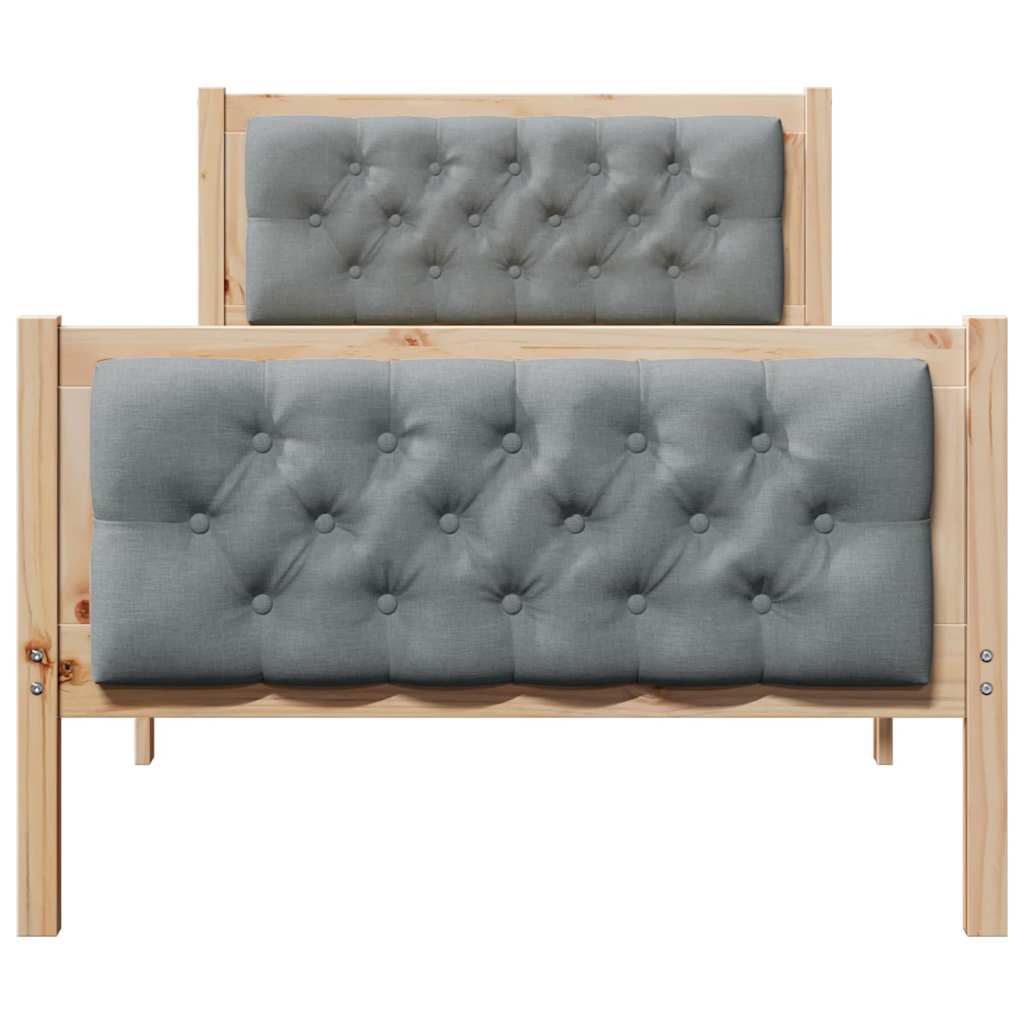 Rám Postele S Čelo Světle Šedá 90 X 200 Cm Masivní Borové Dřevo