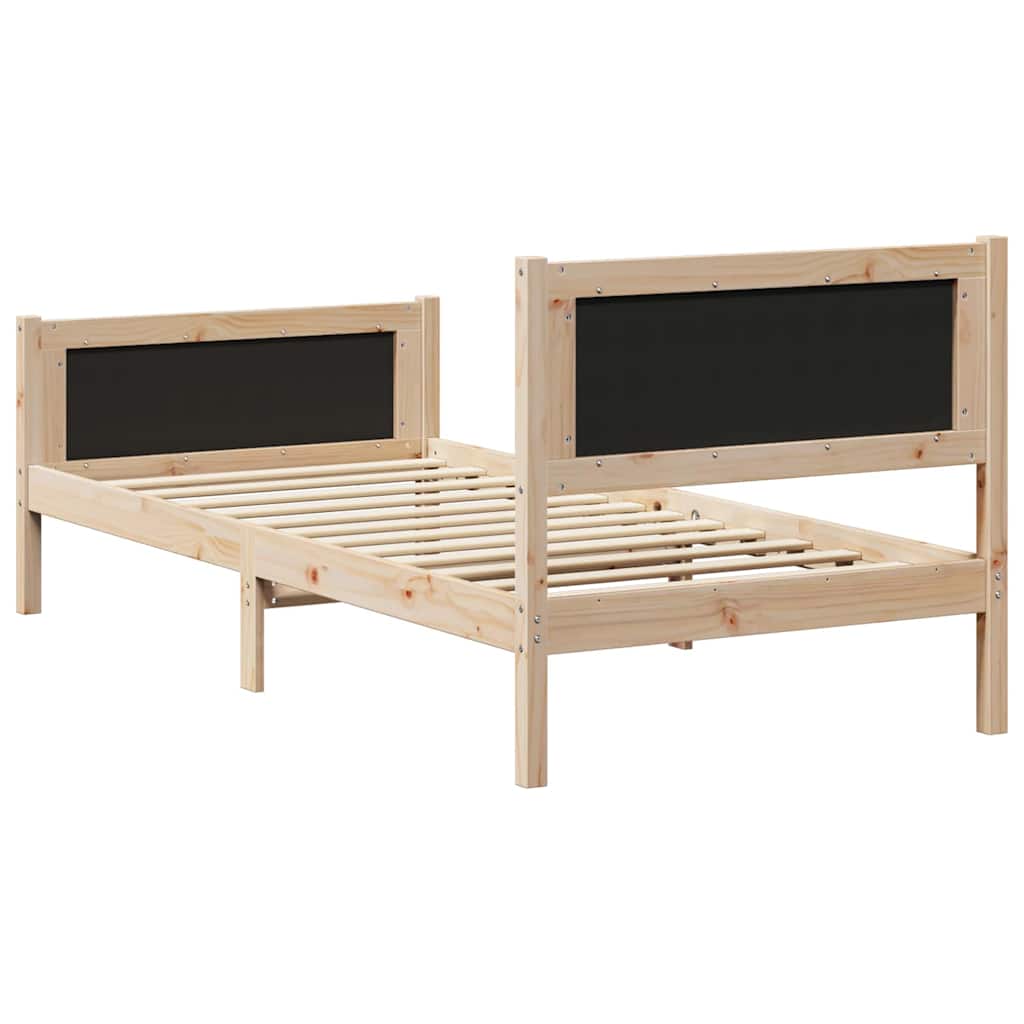 Rám Postele S Čelo Černá 90 X 200 Cm Masivní Borové Dřevo