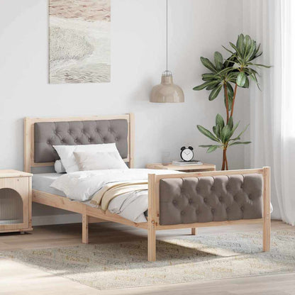 Rám Postele S Čelo Taupe 90 X 200 Cm Masivní Borové Dřevo