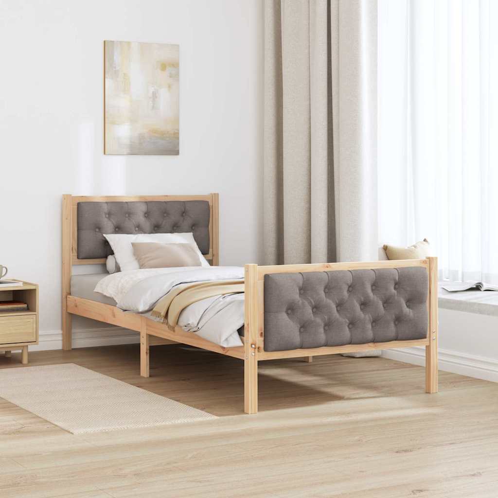 Rám Postele S Čelo Taupe 90 X 200 Cm Masivní Borové Dřevo