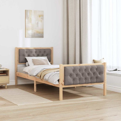 Rám Postele S Čelo Taupe 90 X 200 Cm Masivní Borové Dřevo