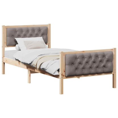 Rám Postele S Čelo Taupe 90 X 200 Cm Masivní Borové Dřevo