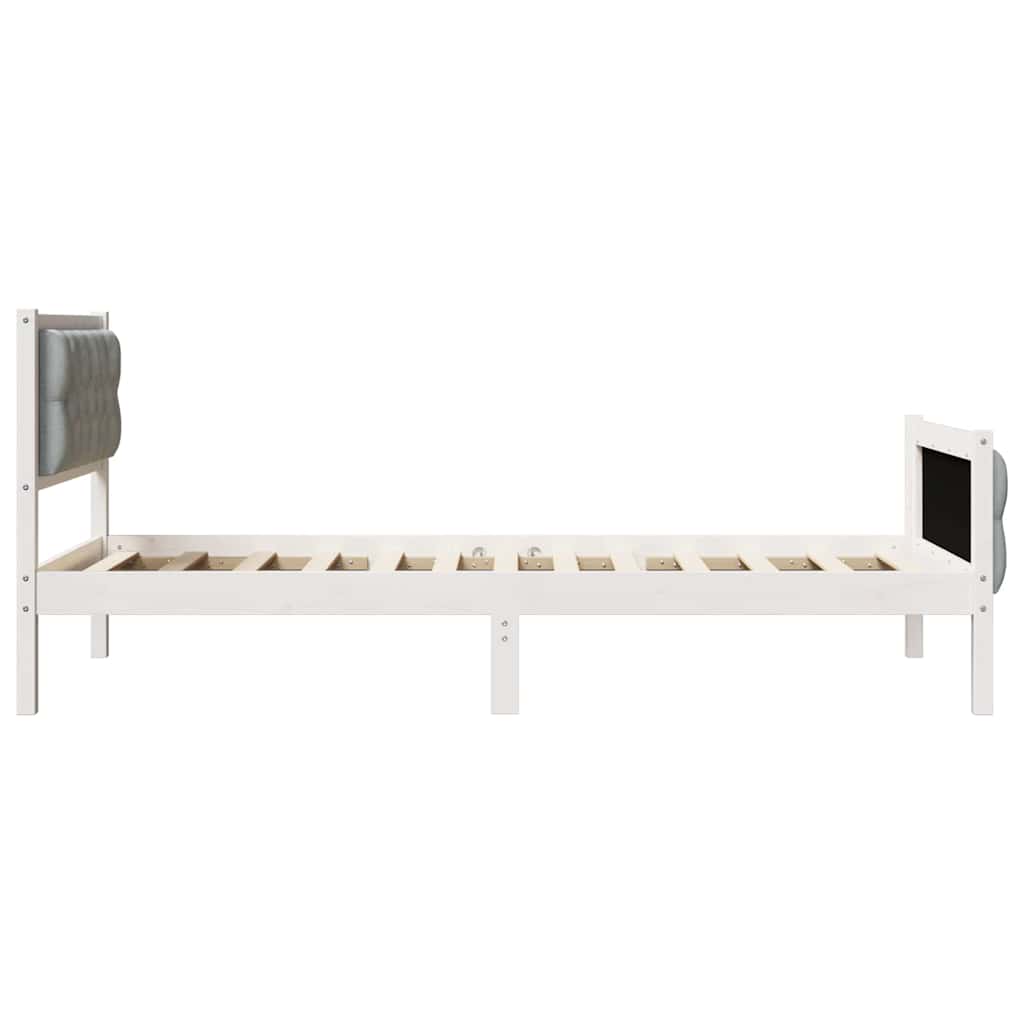 Rám Postele S Čelo Světle Šedá 90 X 200 Cm Masivní Borové Dřevo