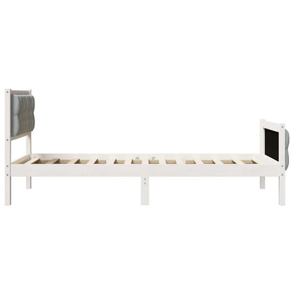 Rám Postele S Čelo Světle Šedá 90 X 200 Cm Masivní Borové Dřevo
