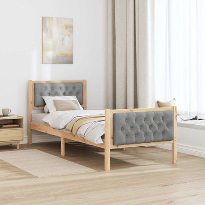 Rám Postele S Čelo Světle Šedá 80 X 200 Cm Masivní Borové Dřevo