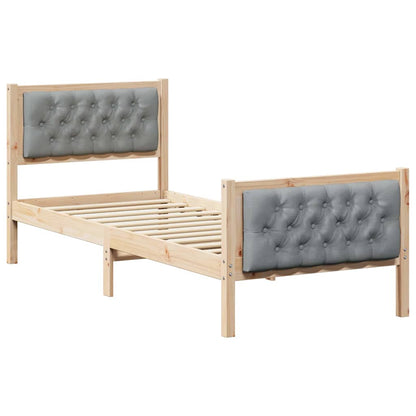 Rám Postele S Čelo Světle Šedá 80 X 200 Cm Masivní Borové Dřevo