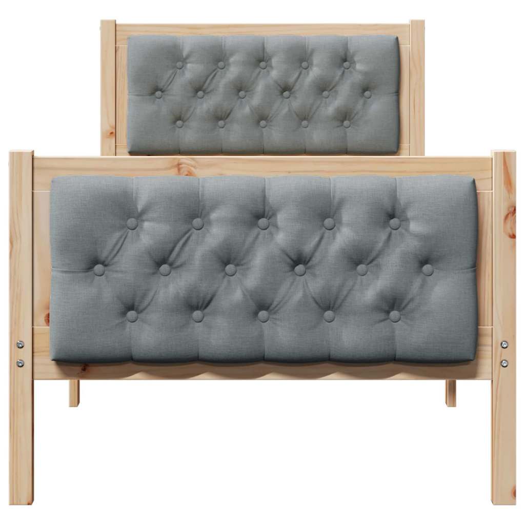 Rám Postele S Čelo Světle Šedá 80 X 200 Cm Masivní Borové Dřevo