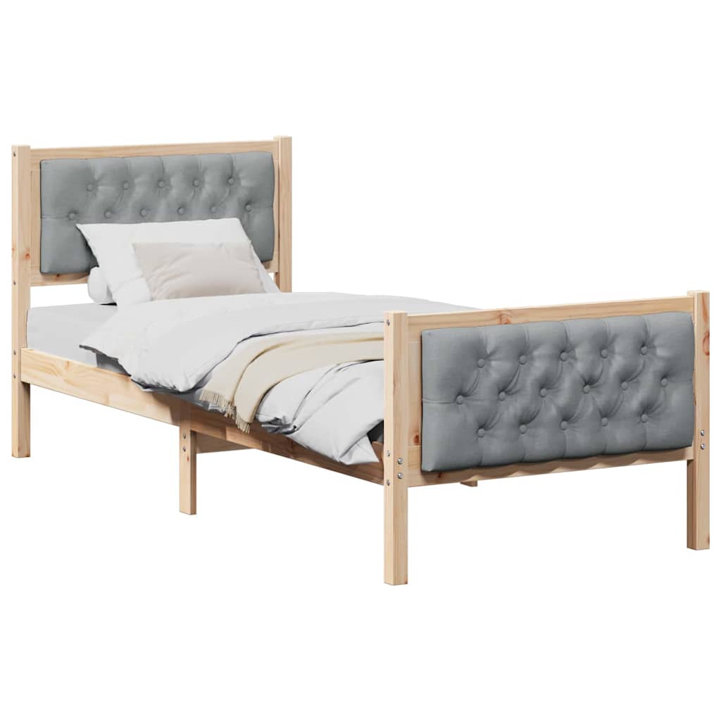 Rám Postele S Čelo Světle Šedá 80 X 200 Cm Masivní Borové Dřevo