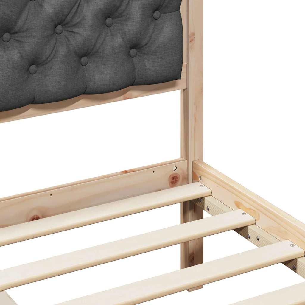 Rám Postele S Čelo Tmavě Šedá 80 X 200 Cm Masivní Borové Dřevo