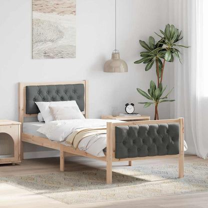 Rám Postele S Čelo Tmavě Šedá 80 X 200 Cm Masivní Borové Dřevo