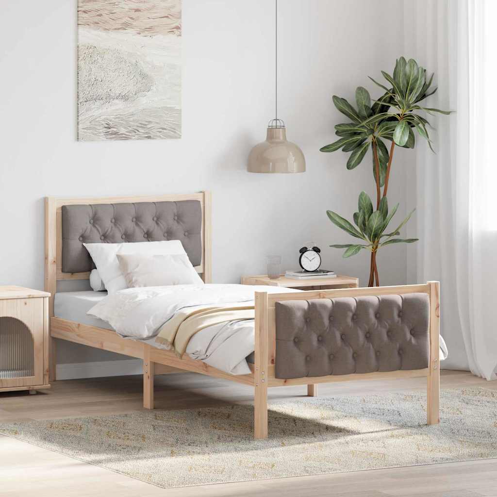 Rám Postele S Čelo Taupe 80 X 200 Cm Masivní Borové Dřevo